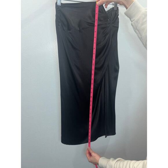 Amanda Uprichard Silk Skirt- Ansley Midi Wrap Slip Silk Black Skirt- Size Small - Picture 13 of 15